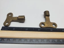 Vintage Clock winding Key Solid Brass 5/16 Square Head 11/32 Barrel Lot Of 2 key