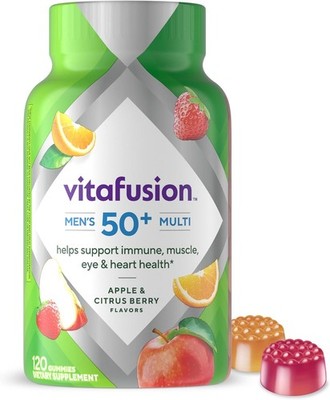 Vitafusion Men's 50+ Daily Multivitamin Apple Citrus Gummies, 120 Ct, Exp 4/26