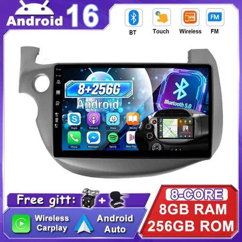 8G+256GB Car Stereo Android16 CarPlay For Honda FIT JAZZ 2007-14 GPS Navi 8-CORE