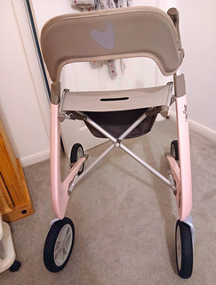byACRE Carbon Ultralight Rollator 4 Wheel Walker Seat Storage Bag Pink/Grey