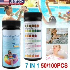 7in1 Pool Spa Test Strips 30s Fast Results for Chlorine pH Cyanuric Acid 50/100