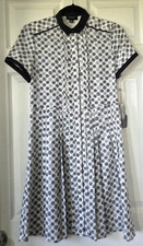 JASON WU FOR TARGET Cream & Black Dress Wheel Spokes Print Pleats Women's XS NWT