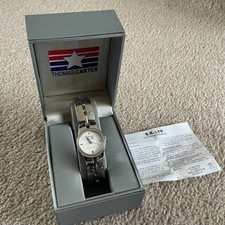 Ladies Thomas Carter Soviet Quartz Watch Needs Battery Steel White Dial with Box