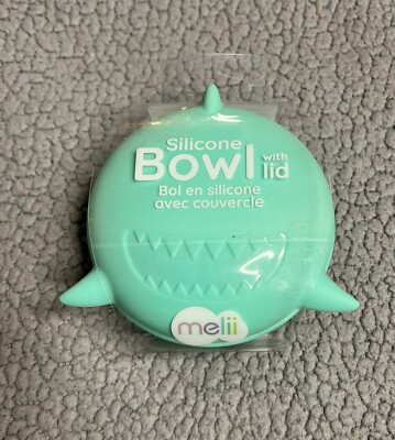 Melii Silicone Kids Shark Bowl with Lid Light  Blue New