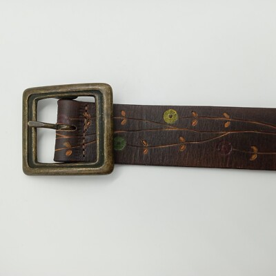 GUESS Brown Tooled Leather Belt Guess,brown Leather Belt ,USA W/buckle, 28 main image 3