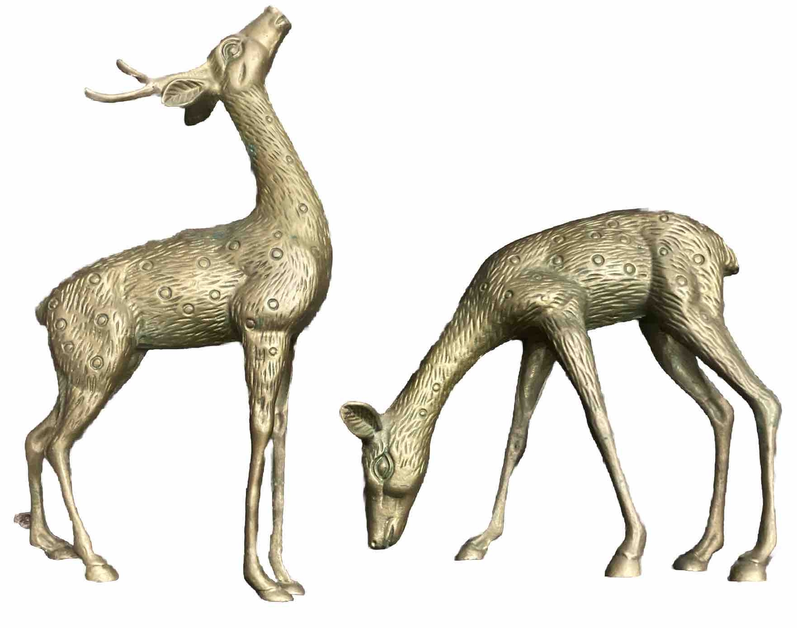 Vintage Antique Large Brass Set Of Buck And Doe Deer eBay