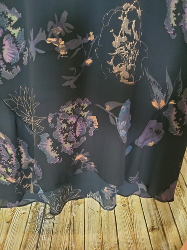 Womens Dress Sleeveless Lined Blue Floral Shift High Low Hem Katherine Barclay - Picture 3 of 3