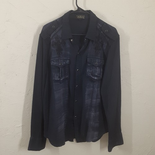 Pop Icon Clothing Adult Mens L Large Pearl Snap Blue Long Sleeve Button pop-icon-clothing-adult-mens-l-large-pearl-snap-blue-long-sleeve-button