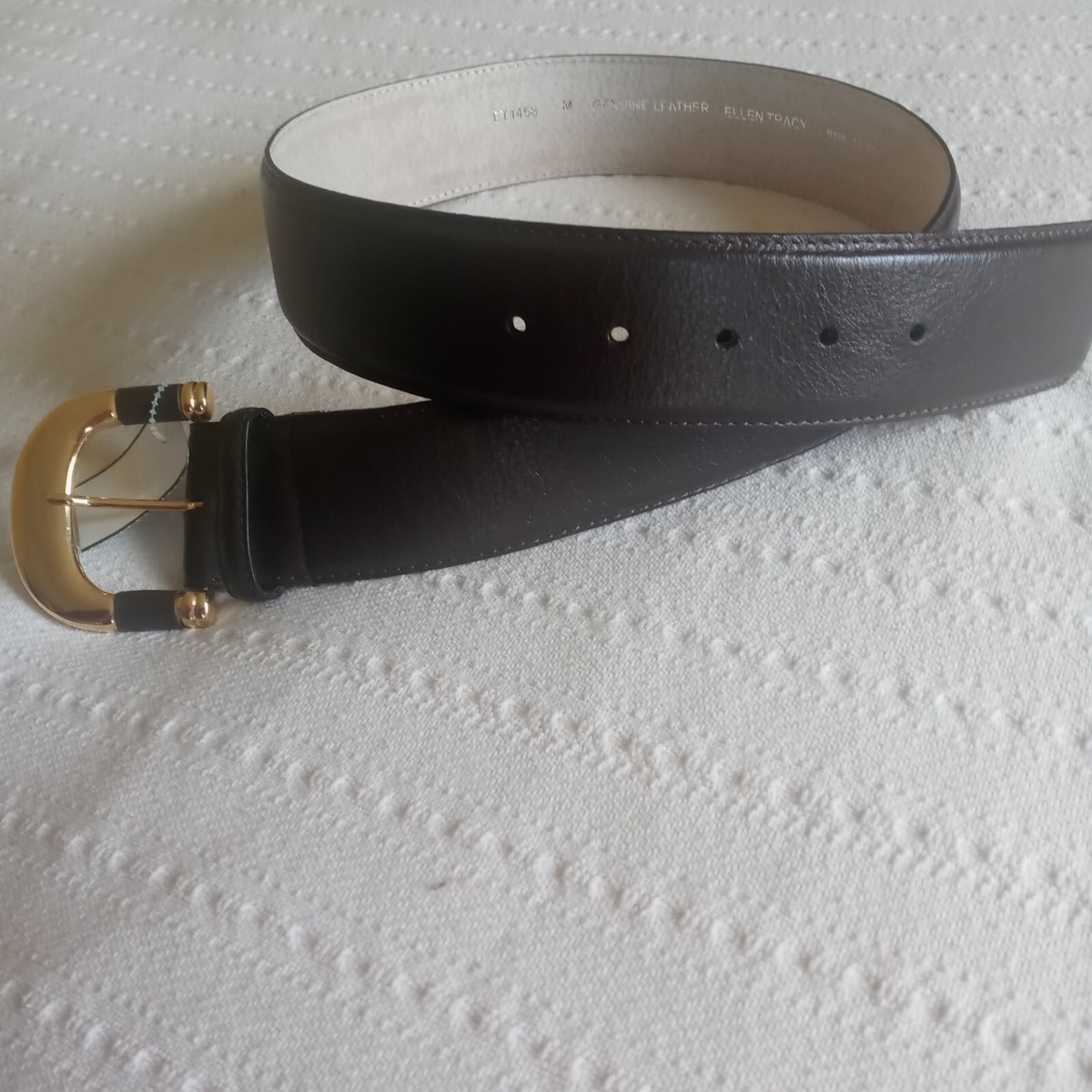 Women Genuine Leather wide belt, sz M, Ellen Tracy, Dark 