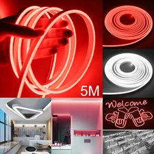 5M 12V Flexible Sign Neon Lights Silicone Tube LED Strip Lamp Waterproof Decor