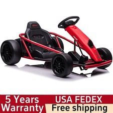   24V Go Kart Ride On Toy for Kids 8-12 Years 300W 2 Extra Powerful Motors