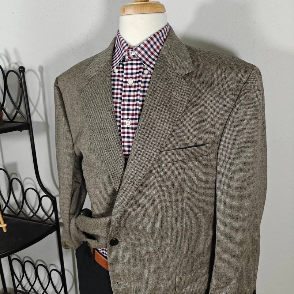 Abrigo Blazer Deportivo Oak Creek Para Hombre Tweed Dos Botones Espiga Lana Peinada 46R Foto 4 de 4