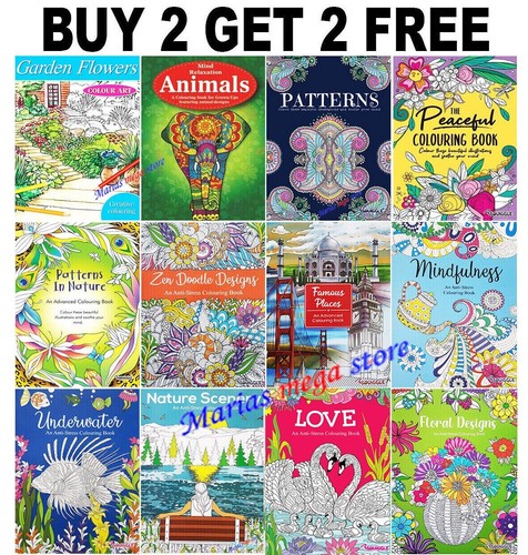 ADULT ANTI-STRESS MIND CALMING COLOURING BOOK BOOKS Colour Therapy ALL AGES