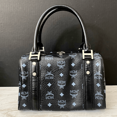 MCM Visetos Black Boston Bag 25cm | eBay MCM Visetos Black Boston Bag 25cm | eBay