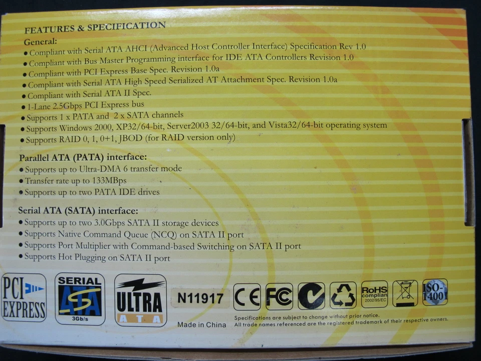 Xsonic 2 Port eSATA2 + ATA133 PCI express MODEL : FG-EJ363-1A2E-A4-01-UN01-[F03] - Image 2 of 4