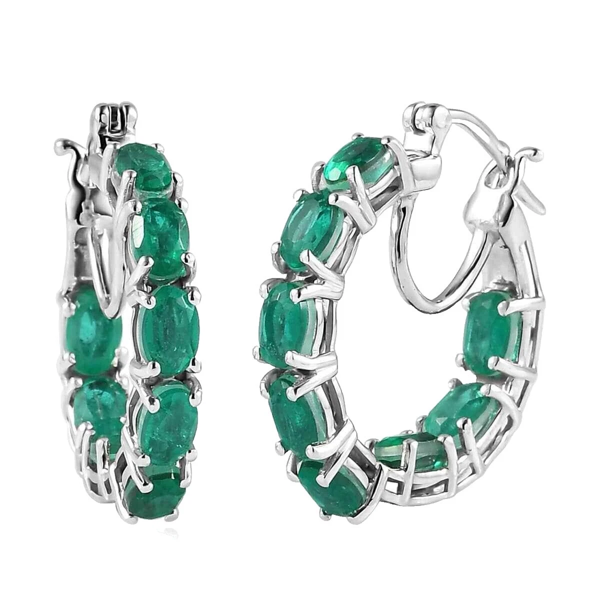 Platinum Plated Quartz Hoop Fashion Earrings