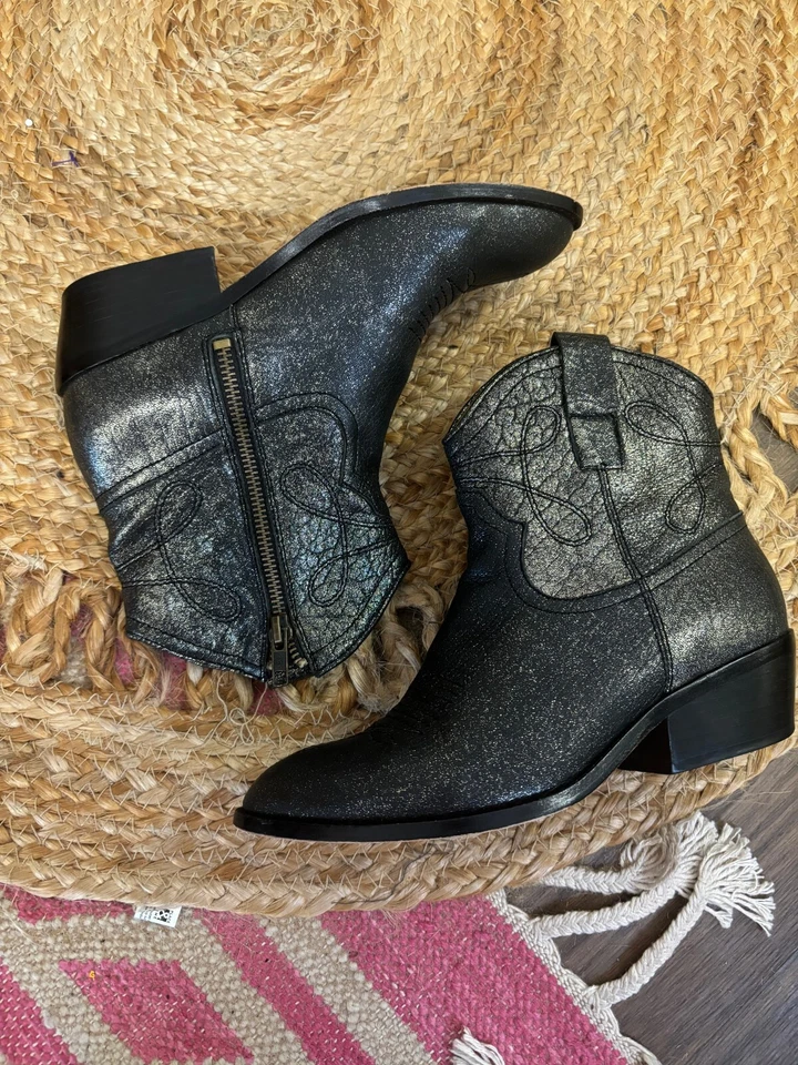 Gee Wawa Mujer Negro Verde Sombra Cuero Tobillo Vaquera Botas Occidentales Talla 6 Foto 4 de 4