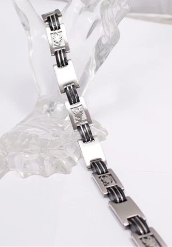 Bracelet Gourmette Homme ADO Garcon Scorpion Acier Inox Caoutchouc 2