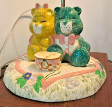 VINTAGE 1985 Care Bears Picnic Ceramic Table Lamp Tested Works Very Sweet