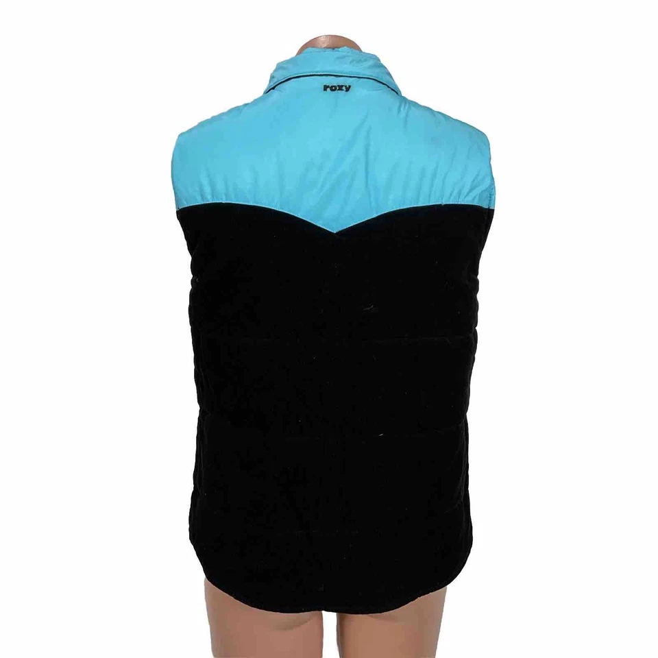 Black Reversible Vest Jacket ROXY Vintage 90s y2k Corduroy Aqua Coat Bomber Sz L - Image 4 of 4