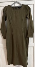 J. Crew Women’s Dress 2 Olive Green A Line Midi Knit Long Sleeve 100% Cotton