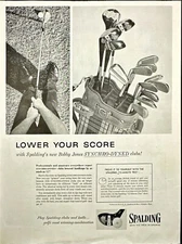 Spalding Bobby Jones Synchro-Dyned Golf Clubs Vintage Print Ad 1955