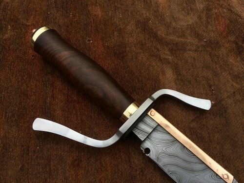Custom Handmade Damascus Steel Bowie Knife, Stencil Copper Inlay Bowie Knife - Picture 8 of 10