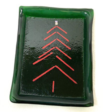 Green Fused Glass Christmas Tree Trinket Dish Tray Plate Holiday Decor 6" x 4.5"