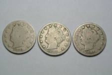 Liberty, V Nickels, Dark, AG 1883 W/C, 1883 N/C, 1884 G - C5463