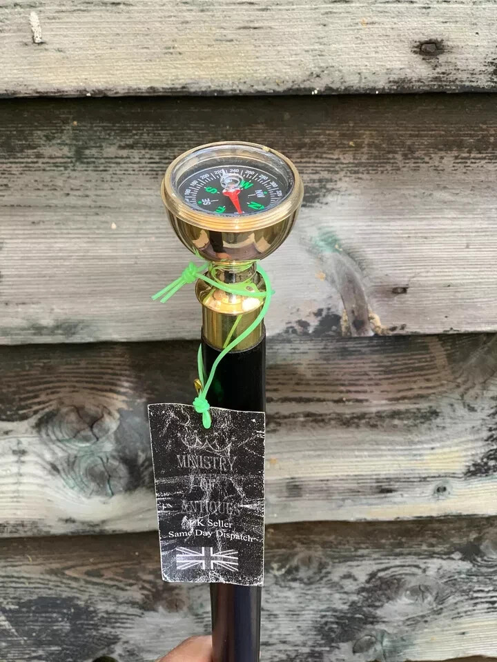 Hidden Spy Compass Handle Walking Cane Royal Engineers Foldable Walking