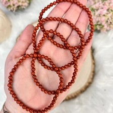 Natural Red Jasper 4mm Beaded Healing Lucky Women Layering Stretch Bracelet Gift