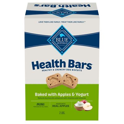 Blue Buffalo Mini Health Bars 2lb Crunchy Dog Treats with Apples and Yogurt