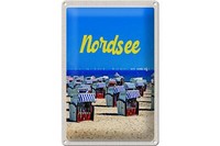 Blechschild Reise 20X30 Cm Nordsee Strand Strandkorb Meer Deko Schild Tin Sign