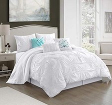 Elegant 7-Piece Comforter Bedding Set Size, 100 California King White