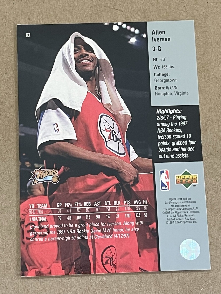 1997-98 UPPER DECK - ALLEN IVERSON SIXERS #93 | eBay