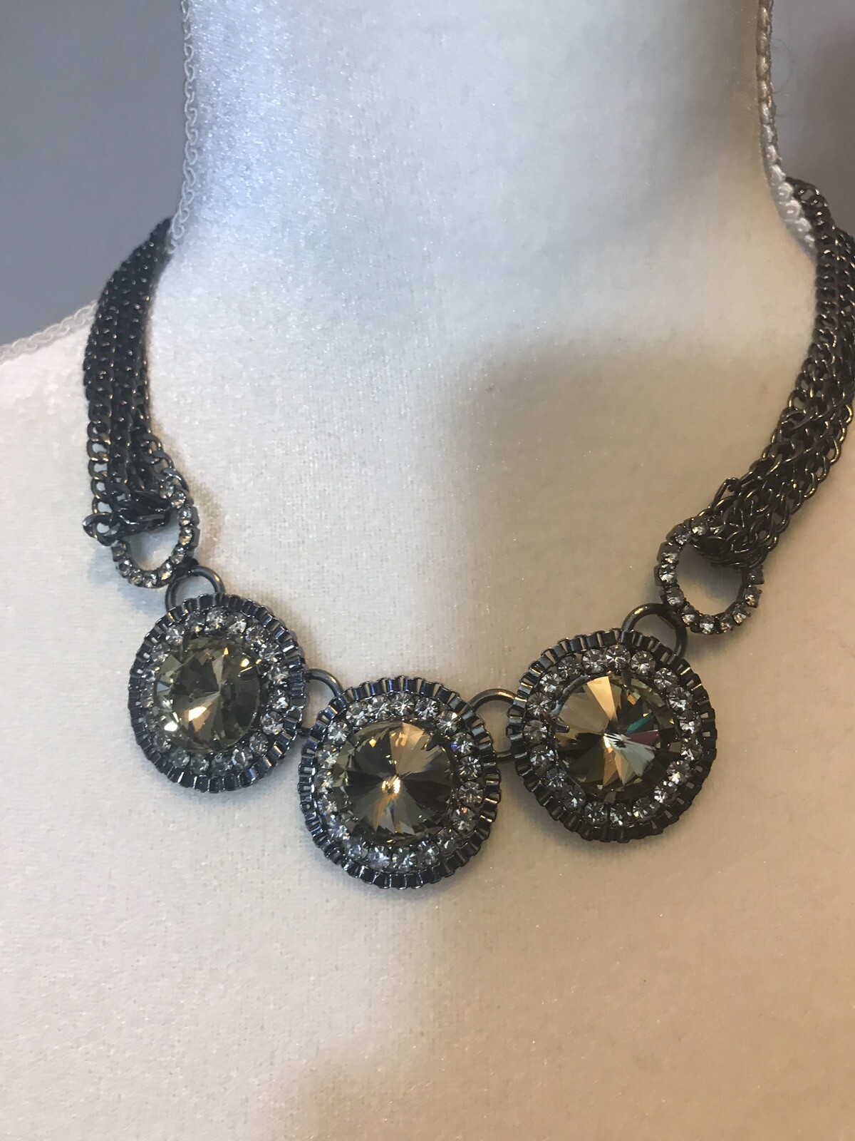 18” Multiple Chain Rhinestone Statement Necklace - image 3