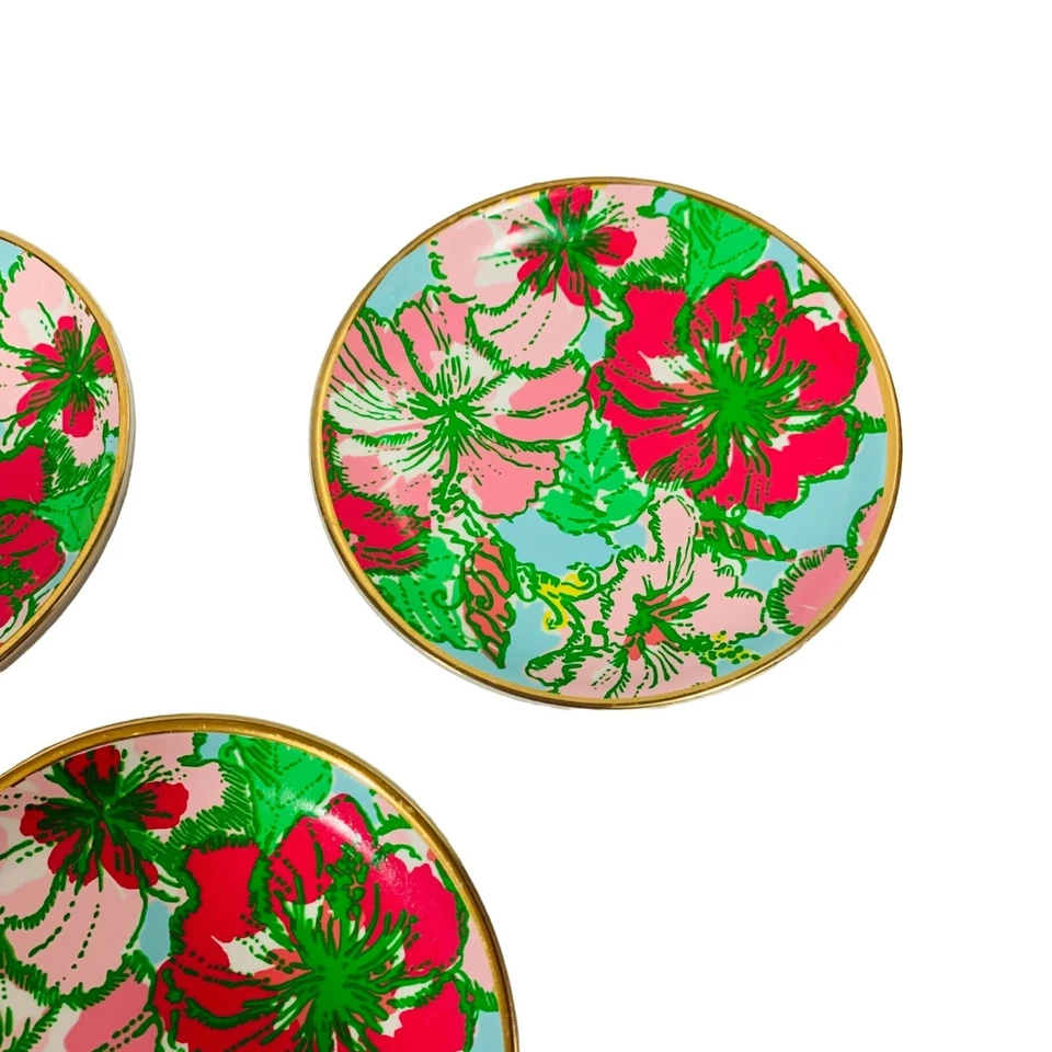 Lote de 3 platos trivet de cerámica Lilly Pulitzer verde y rosa Foto 4 de 4