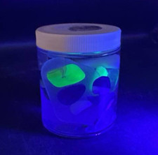 Santa Cruz Sea Glass Jar with Some Uranium Sea Glass 3" Jar in Water