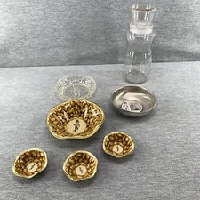 Vintage Planters Mr. Peanut Glass jar and dishes lot of 7 Pieces