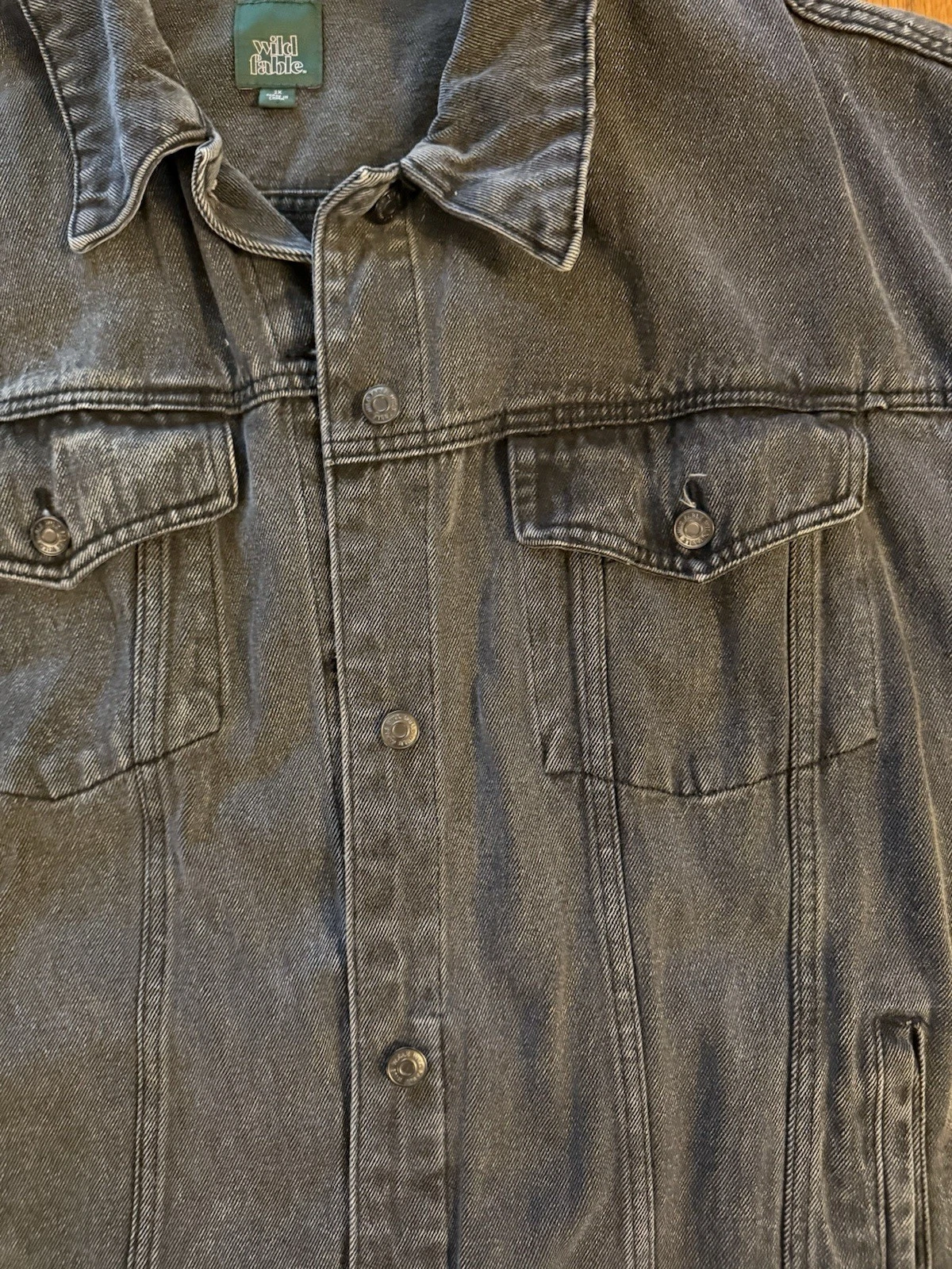 Wild Fable Unisex Oversized Black Denim Trucker Jacket 2X Cotton - product detail image 5