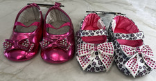 2 Pairs NEW Studded Pink  Cheetah Print Mary Jane  s with Bows 12-18 Months