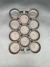 RARE #2 R&E MFG Co Antique Cast Iron Cup MUFFIN PAN 1859 Pat.