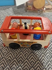 Fisher Price Little People MINI-BUS  #141 Red 5 Little People 1969. Vintage