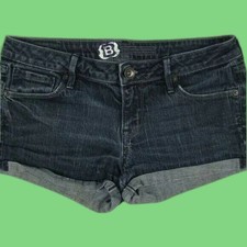 Bullhead Jeans Shorts Womens Size 7 Small Dark Wash Cuffed Hem Denim Casual