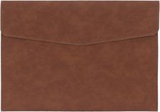 PU Leather A4 Document Organizer with Magnetic Closure - Brown