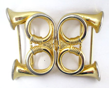 Vintage Mimi di N Belt Buckle 1970s Double French Horns Musical Kitschy Womens