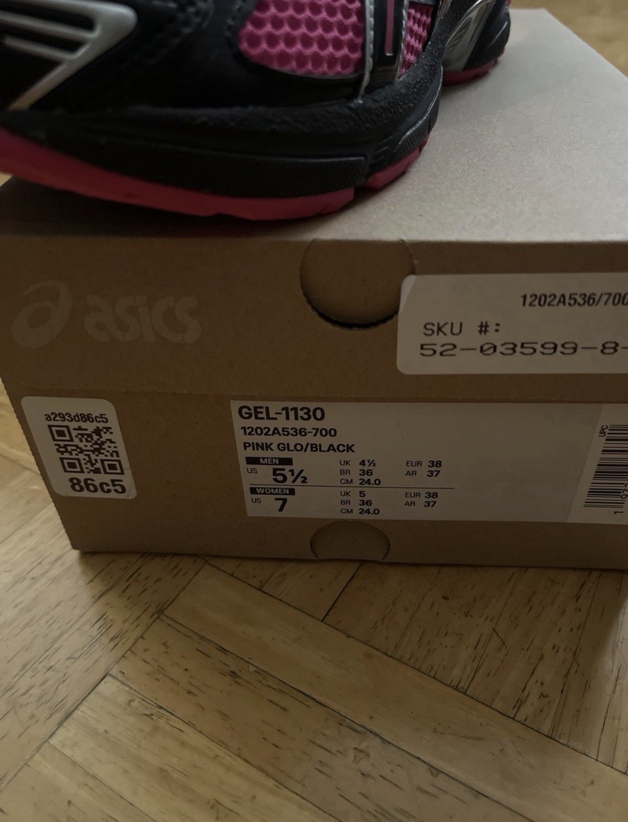 ASICS GEL-1130 Pink Glo/Black Women's Athletic Mesh Sneaker 1202A536-700 thumbnail 4