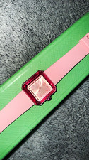 Swarovski Women’s Quartz Square Watch Pink Rubber Strap 50 m Purple Case