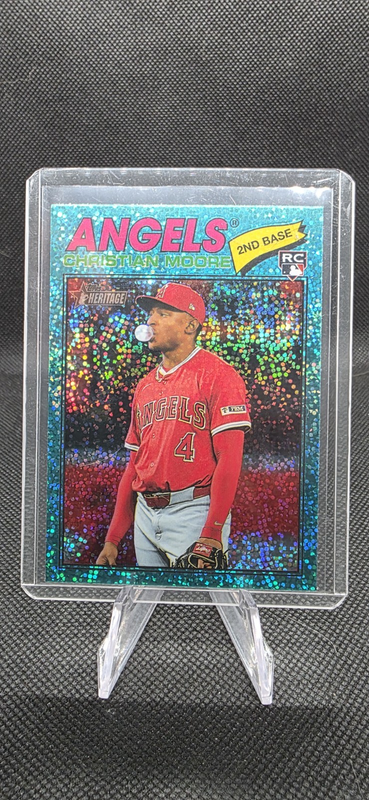 2026 Topps Heritage - Christian Moore #249 Chrome Aqua Sparkle (RC)