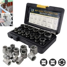 15PCS Locking Wheel Lug Nut Removal Tool Set Stud/Rounded Bolt Socket Extractor